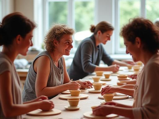 Illustration: Kreativer Töpfer-Workshop mit Händen am Ton